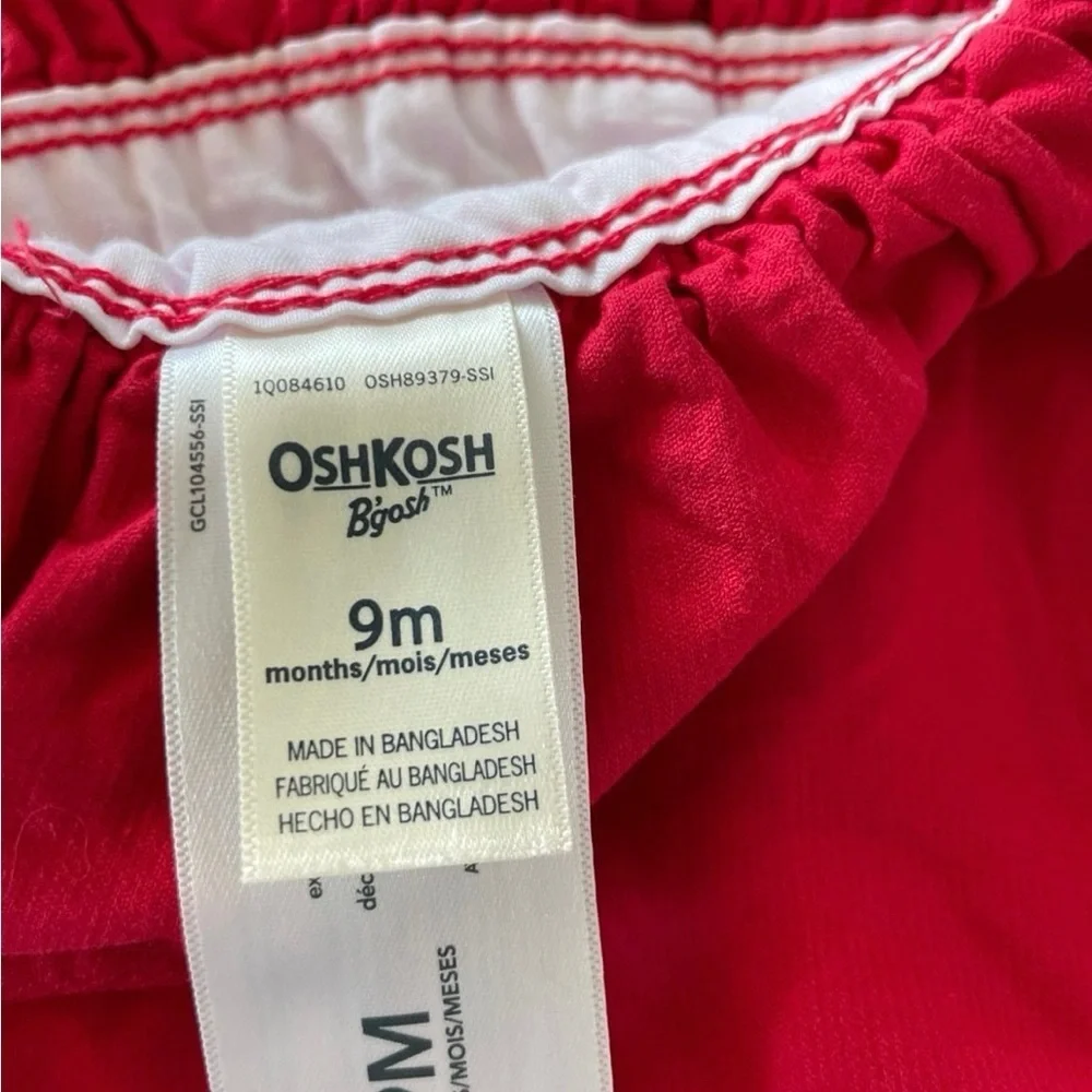 OshKosh B'gosh Bright Red drew bibs dress  size 9months